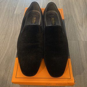 La Milano Broderick Black Velvet Slip On Men's Dress Loafers Size 10M